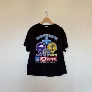 2010 Vikings vs Saints black NFL playoff tee